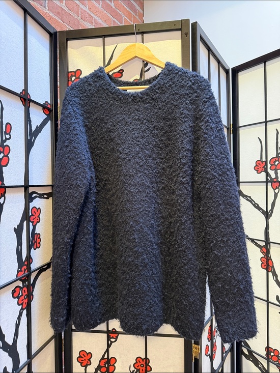 Zara Other - Zara Dark Navy Bouclé Crewneck Sweater
